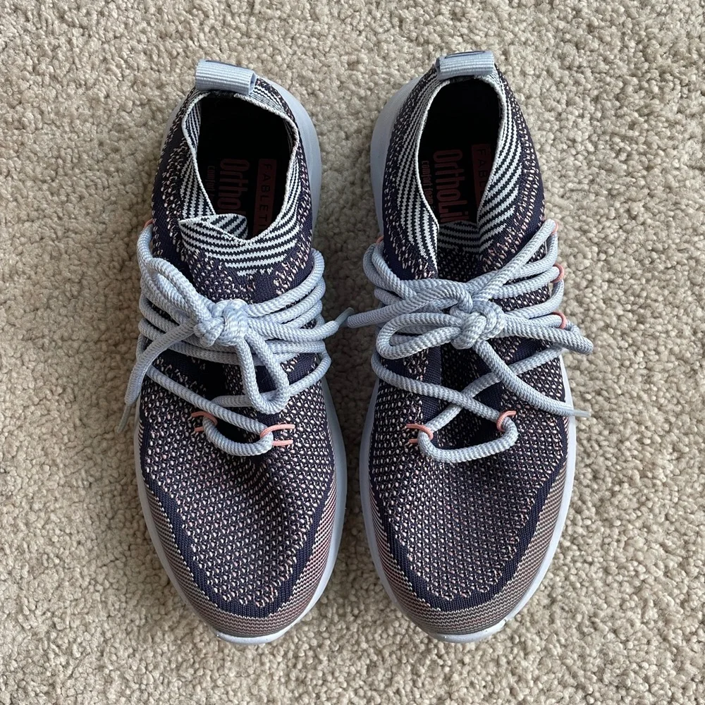 Fabletics Culver Knit Abyss Blue Violet Pink Train Performance Sneaker Size 7.5